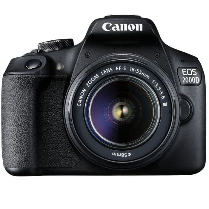 Canon EOS 2000D 24.1MP DSLR Camera with 18-55mm Lens, Full HD Video & Wi-Fi